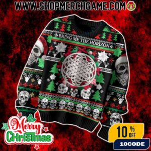 Bring Me The Horizon Skull Ugly Christmas Sweater Metal Band Holiday Knit Jumper Festive Pullover