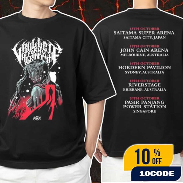 Bullet For My Valentine The Poison Singapore 2025 Official Tour Merch Collection Asian Tour Dates Backprint Unisex T-Shirt Merchandise