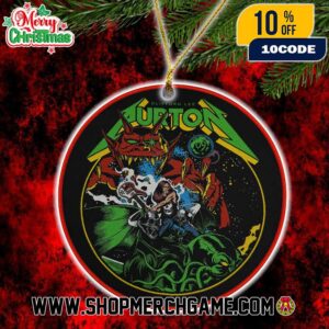 Burton Blood Will Follow Blood Official Woven Patch Cliff Burton Bass Warrior Metallica Design Motorcycle Flames Monster Artwork Heavy Metal Collectible Christmas Tree Ornament