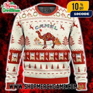 Camel Cigarettes Ugly Christmas Sweater Vintage Desert Pyramids Palm Trees Santa Hat Christmas Lights Holiday Knit With Reindeer Snowflakes Winter Festive Gift Camel Cigarettes Ugly Christmas Sweater Vintage Desert Pyramids Palm Trees Santa Hat Christmas Lights Holiday Knit With Reindeer Snowflakes Winter Festive Gift