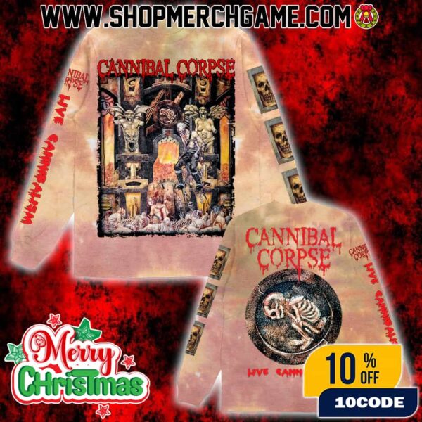 Cannibal Corpse 25th Anniversary Merch New Collection 2025 Live Cannibalism Long Sleeve-Sweatshirt Unisex Scab Tie Dye Shirt