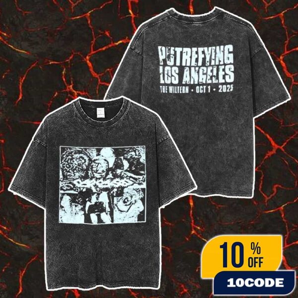 Carcass North American Putrefaction 2025 Tour On October 1 2025 At The Wiltern Los Angeles CA With Nails x Brujeria x Necrot x Mongrel Event Concert Tee Washed T-Shirt