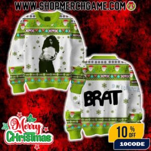 Charli XCX Brat Ugly Christmas Sweater Neon Green Holiday Knit Festive Music Merch Gift