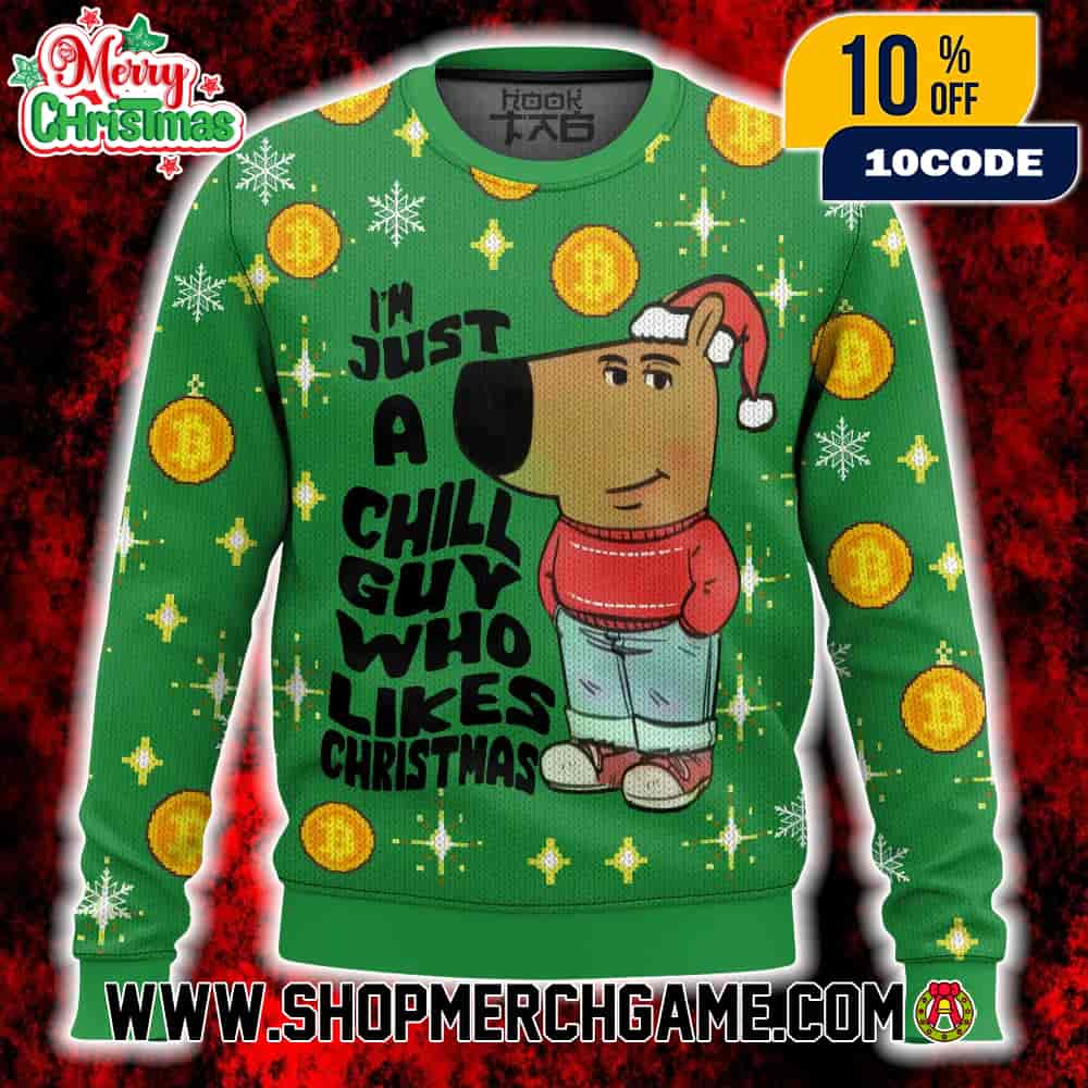Chill Guy Who Likes Christmas Dog Meme Green Ugly Christmas Sweater Unisex Crewneck Funny Holiday Party Gift Chill Guy Who Likes Christmas Dog Meme Green Ugly Christmas Sweater Unisex Crewneck Funny Holiday Party Gift