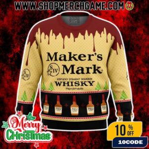 Christmas Sweater Maker’s Mark Kentucky Bourbon Design Holiday Knit Ugly Sweater Whisky Alcohol Fair Isle Handmade Drinking Pullover Gift