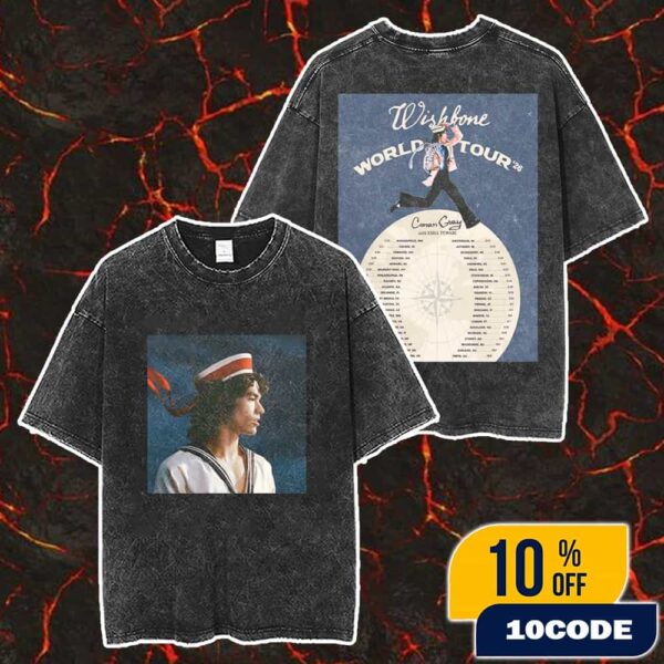 Conan Gray Wishbone World Tour 2025-2026 With Esha Tewari Poster Tour Dates Merch Unisex Two Sided Washed T-Shirt