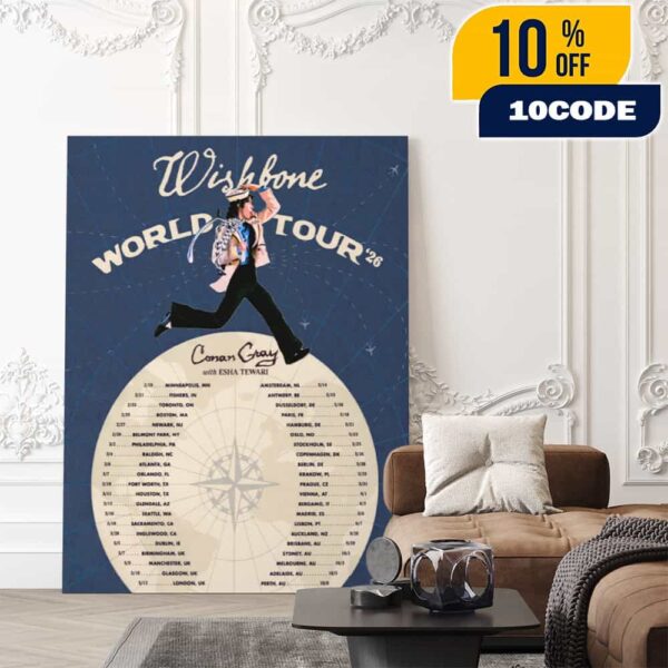 Conan Gray Wishbone World Tour 2025-2026 With Esha Tewari Poster Tour Dates Poster Canvas Home Decor
