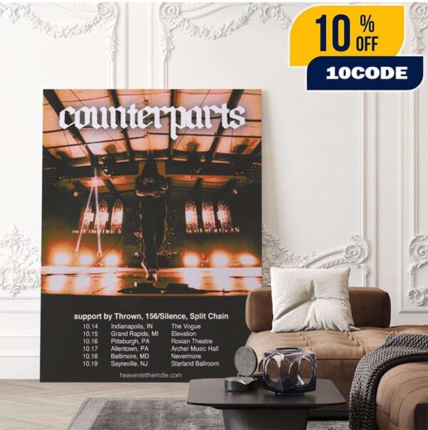 Counterparts Heaven Let Them Die Tour 2025 In US With Thrown, 156 Silence And Split Chain Home Decor Poster Canvas