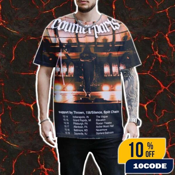 Counterparts Heaven Let Them Die Tour 2025 In US With Thrown, 156 Silence And Split Chain Unisex All Over Print T-Shirt