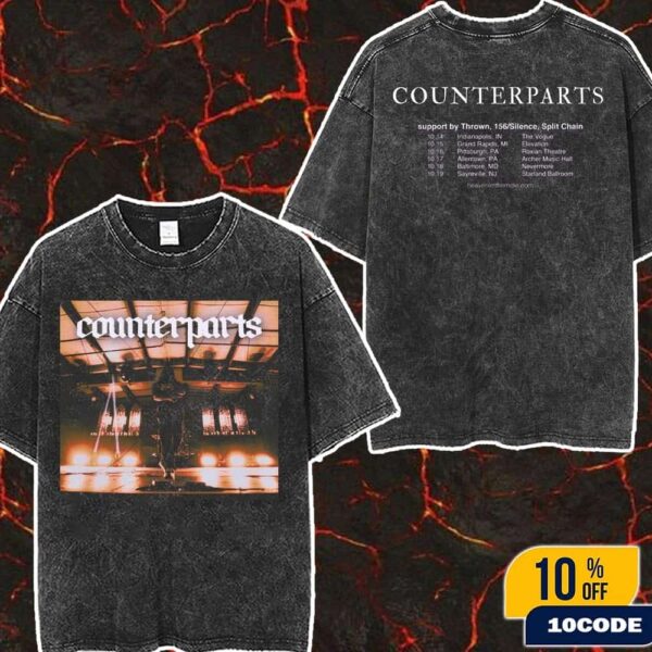 Counterparts Heaven Let Them Die Tour 2025 In US With Thrown, 156 Silence And Split Chain Washed Two Sides T-Shirt