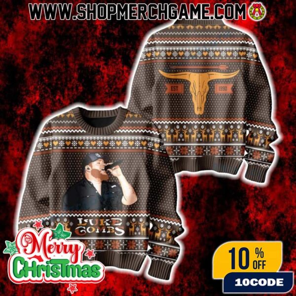 Country Singer Luke Combs Ugly Sweater Est 1990 Brown Christmas Jumper Winter Outfit