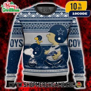 Dallas Cowboys Snoopy Charlie Brown Ugly Christmas Sweater Peanuts NFL Football Holiday Knit With Fair Isle Pattern Snowflakes Winter Festive Gift For Fans Dallas Cowboys Snoopy Charlie Brown Ugly Christmas Sweater Peanuts NFL Football Holiday Knit With Fair Isle Pattern Snowflakes Winter Festive Gift For Fans