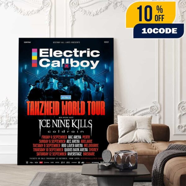 Destroy All Lines Presents Electric Callboy Australia Tanzneid World Tour With Ice Nine Kills x Coldrain Poster September Tour Dates 2026 Poster Canvas Home Decor