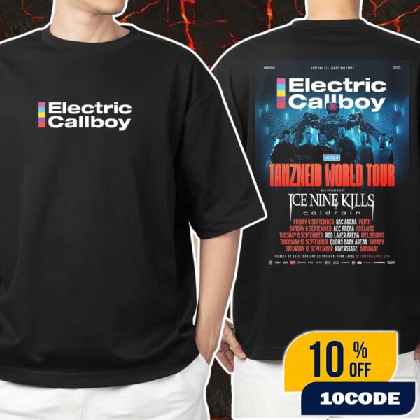 Destroy All Lines Presents Electric Callboy Australia Tanzneid World Tour With Ice Nine Kills x Coldrain Poster September Tour Dates 2026 Unisex T-Shirt Merchandise