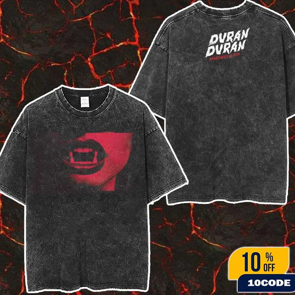 Duran Duran Halloween Show 2025 Merch In Manchester UK At Co-Op Live On 31st October 2025 Washed Two Sides T-Shirt Duran Duran Halloween Show 2025 Merch In Manchester UK At Co-Op Live On 31st October 2025 Washed Two Sides T-Shirt