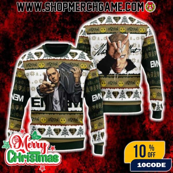 Eminem Stan Ugly Christmas Sweater Rap Music Holiday Jumper Hip Hop Knitted Pullover