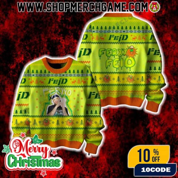 Ferxxo Feid Ugly Christmas Sweater Reggaeton Holiday Jumper Latin Music Merch Knitted Pullover