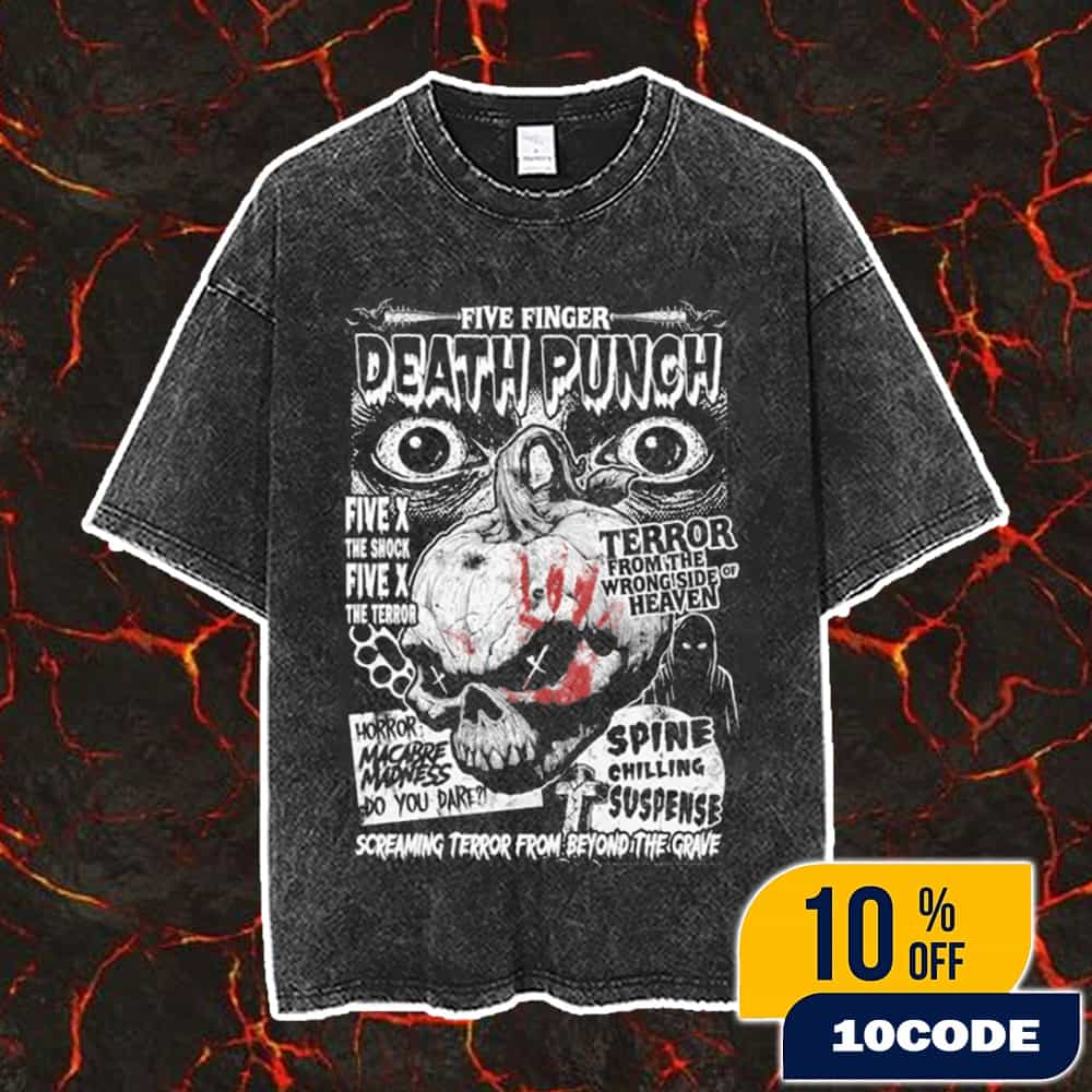 Five Finger Death Punch Halloween 2025 New Collection 5FDP Five x The Terror Artwork Vintage Washed Unisex T-Shirt Five Finger Death Punch Halloween 2025 New Collection 5FDP Five x The Terror Artwork Vintage Washed Unisex T-Shirt