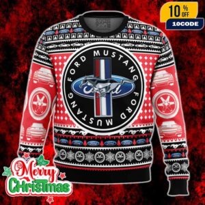 Ford Mustang Ugly Christmas Sweater Muscle Car Holiday Pullover Gift for Car Lovers