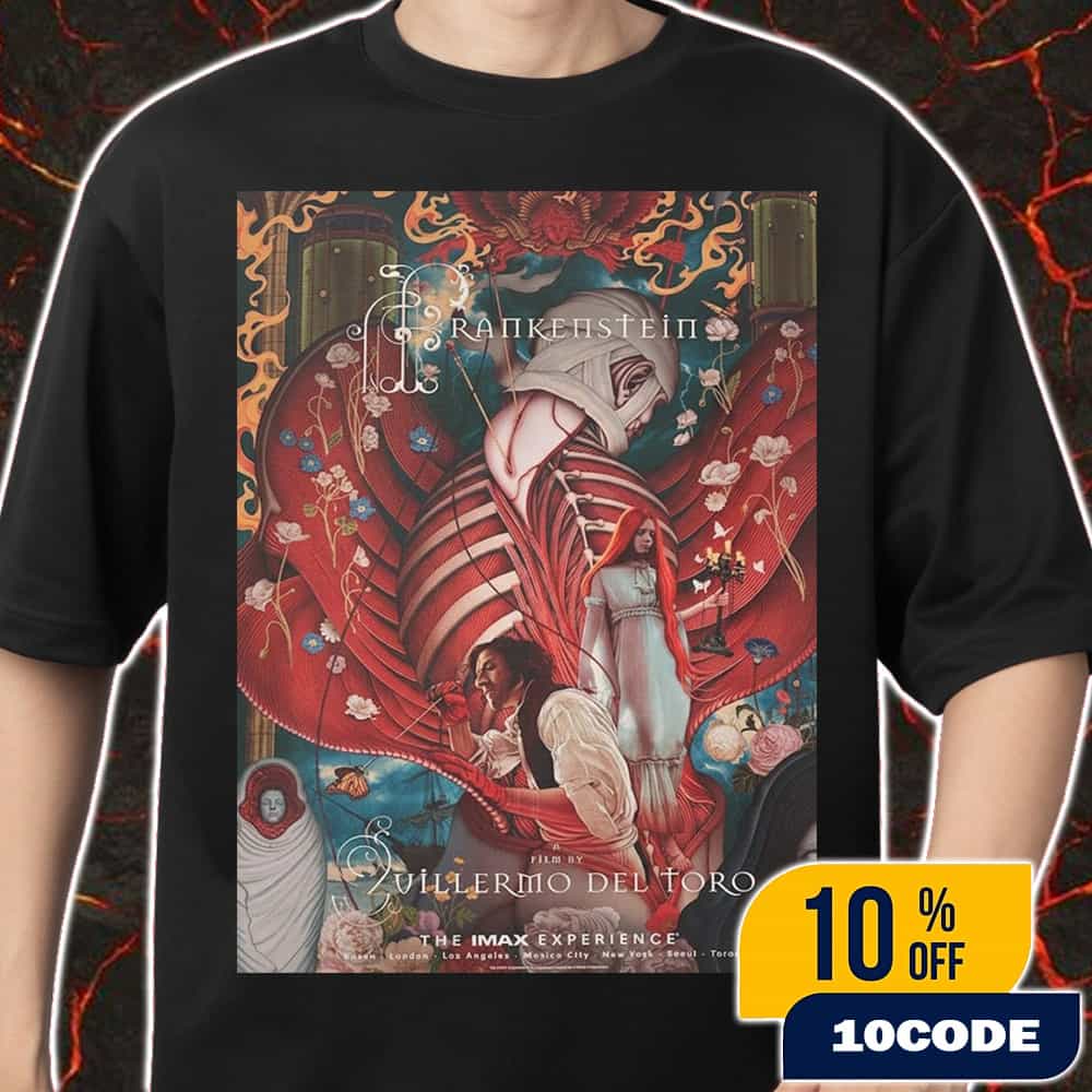 Frankenstein New Movie By Guillermo del Toro Poster Artwork By James Jean Netflix Release November 7 2025 Merch Unisex T-Shirt Frankenstein New Movie By Guillermo del Toro Poster Artwork By James Jean Netflix Release November 7 2025 Merch Unisex T-Shirt