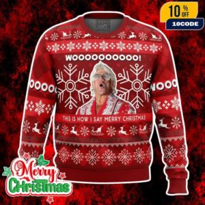 Funny Ric Flair Christmas Knit Jumper Woo Pro Wrestling Holiday Pullover Red Graphic Ugly Sweater