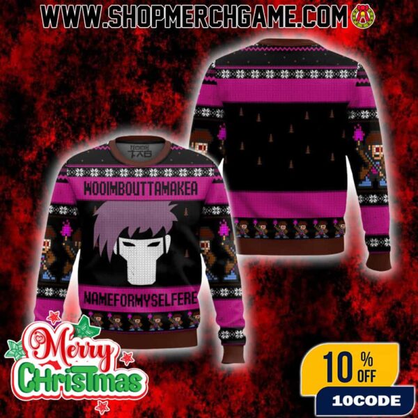 Gambit X-Men 97 Ugly Christmas Sweater Marvel Mutant Character Design Holiday Knitted Pullover Fair Isle Pattern Remy LeBeau Winter Apparel Gift For Marvel Fans