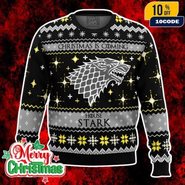 Game Of Thrones House Stark Ugly Christmas Sweater Winterfell Direwolf Knit Pullover Holiday Jumper