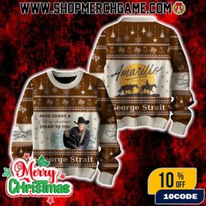 George Strait Amarillo By Morning Ugly Christmas Sweater Country Music Holiday Knit Pullover