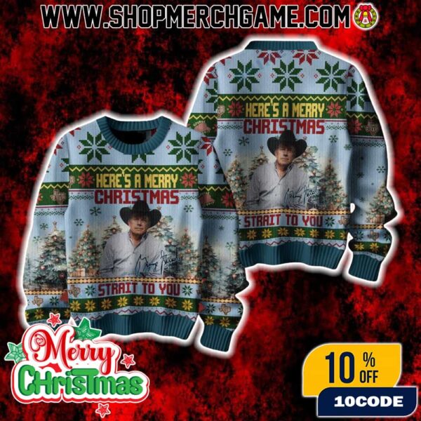 George Strait Merry Christmas Strait To You Ugly Christmas Sweater Country Music Holiday Knit