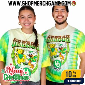 Grateful Dead x Oregon Duck Mascot x Nike Air Max 90 Grateful Ducks Holiday 2025 Sail Green Shock Yellow Strike All Over Print T-Shirt