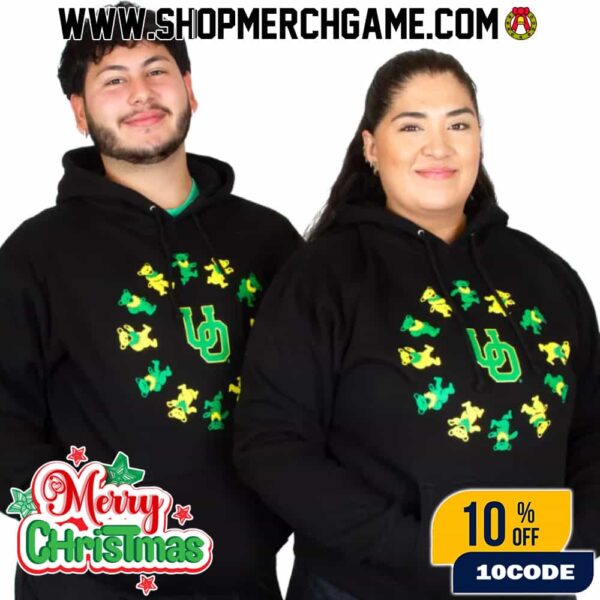 Grateful Dead x Oregon Duck Mascot x Nike Air Max 90 Grateful Ducks Holiday 2025 Sail Green Shock Yellow Strike Logo Unisex Hoodie