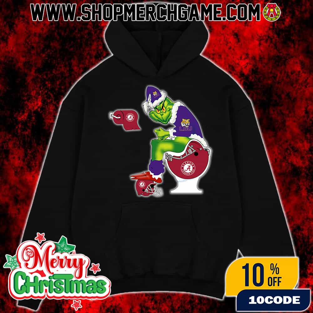 Grinch Christmas Hoodie Black LSU Tigers Sitting On Toilet Alabama Crimson Tide Holiday Sweatshirt Funny College Football NCAA Grinch Christmas Hoodie Black LSU Tigers Sitting On Toilet Alabama Crimson Tide Holiday Sweatshirt Funny College Football NCAA
