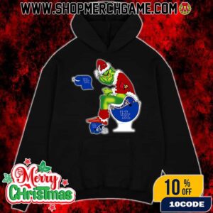 Grinch Christmas Hoodie Black Louisville Cardinals Sitting On Toilet Kentucky Wildcats Holiday Sweatshirt Funny College Football NCAA
