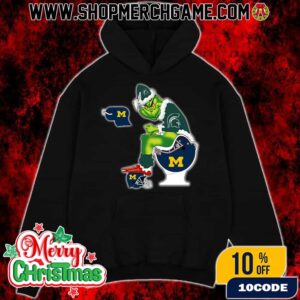 Grinch Christmas Hoodie Black Michigan State Spartans Sitting On Toilet Michigan Wolverines Holiday Sweatshirt Funny College Football NCAA