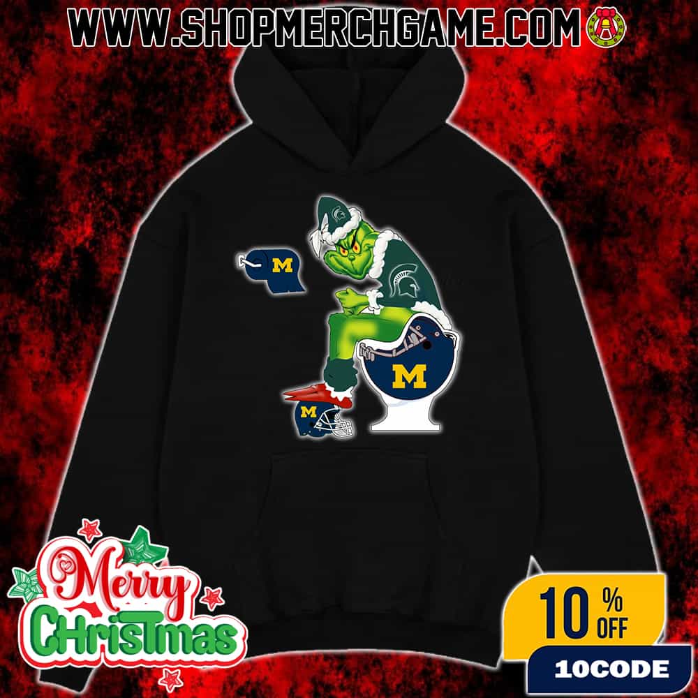 Grinch Christmas Hoodie Black Michigan State Spartans Sitting On Toilet Michigan Wolverines Holiday Sweatshirt Funny College Football NCAA Grinch Christmas Hoodie Black Michigan State Spartans Sitting On Toilet Michigan Wolverines Holiday Sweatshirt Funny College Football NCAA