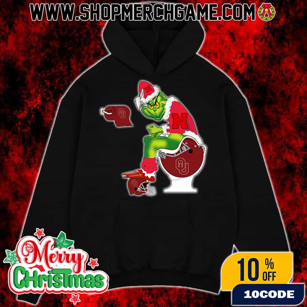 Grinch Christmas Hoodie Black Nebraska Cornhuskers Sitting On Toilet Oklahoma Sooners Holiday Sweatshirt Funny College Football NCAA Grinch Christmas Hoodie Black Nebraska Cornhuskers Sitting On Toilet Oklahoma Sooners Holiday Sweatshirt Funny College Football NCAA