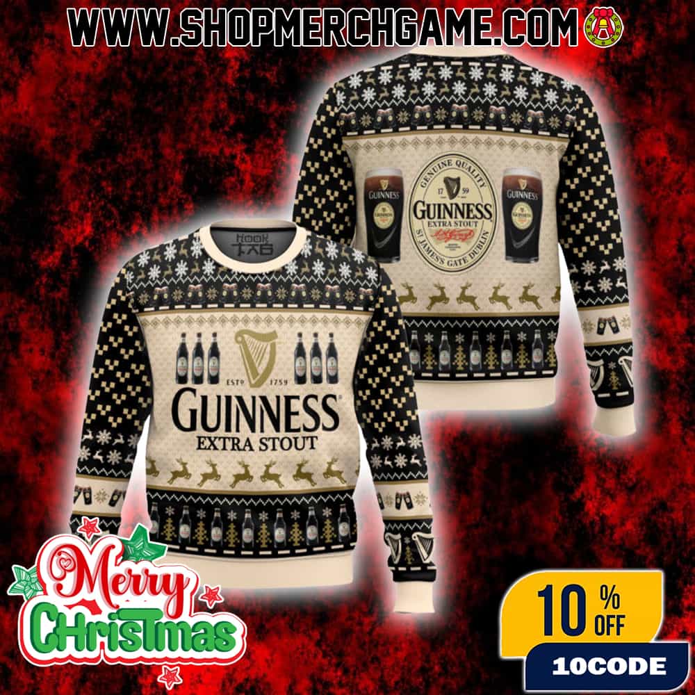 Guinness Extra Stout Ugly Christmas Sweater 2025 Est 1759 James Gate Dublin Black Cream Knitted Pullover Fair Isle Pattern Beer Glass Reindeer Design Holiday Gift For Irish Stout Lovers Guinness Extra Stout Ugly Christmas Sweater 2025 Est 1759 James Gate Dublin Black Cream Knitted Pullover Fair Isle Pattern Beer Glass Reindeer Design Holiday Gift For Irish Stout Lovers