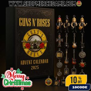 Guns N Roses Advent Calendar 2025 With 24 Collectible Band Member Figurines Guitar Keychains Mini Instruments Christmas Countdown Gift For Rock Music Fans Holiday Decoration