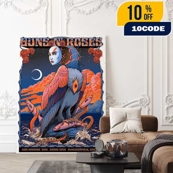 Guns N’ Roses Because What You Want And What You Get Are Two Completely Different Things Event Poster On October 21 2025 At Arena Opus Florianopolis Brazil Poster Canvas Home Decor