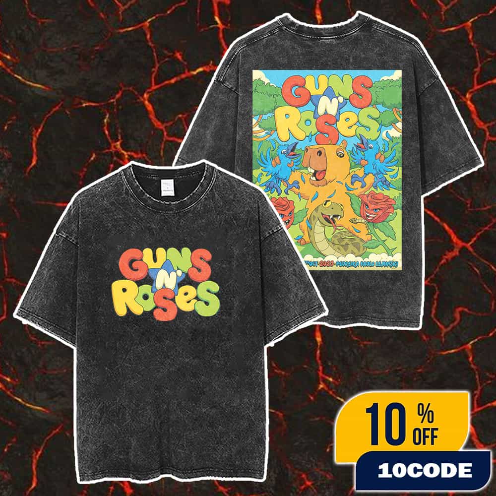 Guns N Roses Latin America Tour 2025 Curitiba Brazil October 28 Pedreira Paulo Leminski Live Concert Poster Event Artwork Merch Unisex Two Sided Washed T-Shirt Guns N Roses Latin America Tour 2025 Curitiba Brazil October 28 Pedreira Paulo Leminski Live Concert Poster Event Artwork Merch Unisex Two Sided Washed T-Shirt