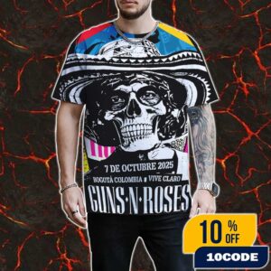 Guns N’ Roses Poster Tour On October 7 2025 At Vive Claro Distrito Cultural Bogota Colombia Rock Band Latin America Tour Artwork All Over Print Graphic T-Shirt, HoodieT-Shirt, Hoodie