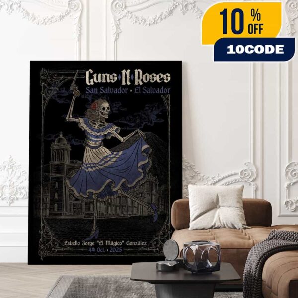 Guns N’ Roses San Salvador Event Poster Show Artwork On October 4 2025 Estadio Jorge El Magico Gonzalez La Catrina World Tour Poster Canvas Home Decor
