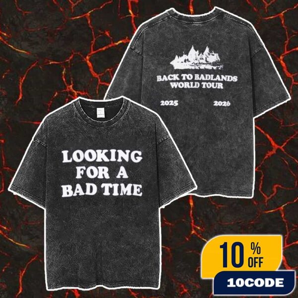Halsey The Back To Badlands World Tour 2025-2026 New Arrivals Looking For A Bad Time Merch Unisex Two Sided Washed T-Shirt