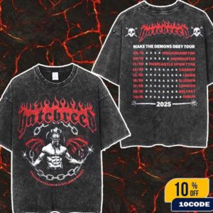 Hatebreed Make The Demons Obey Tour 2025 Merch For England Ireland Scotland And Wales City Dates Washed Two Sides T-Shirt
