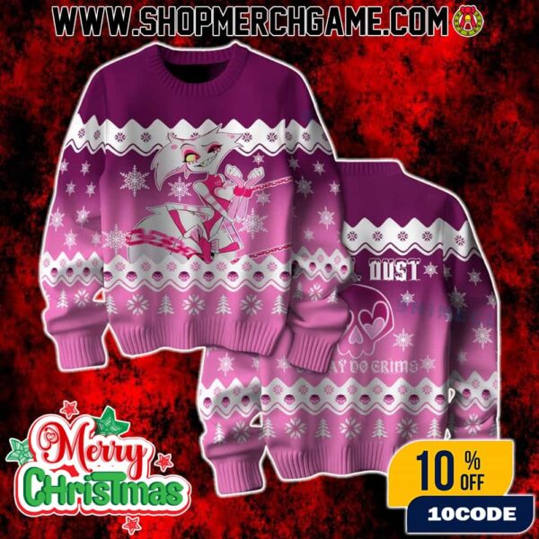 Hazbin Hotel Angel Dust Ugly Christmas Sweater Be Gay Do Crime Cartoon Holiday Knit