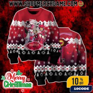 Hazbin Hotel Characters Ugly Christmas Sweater Holiday Cartoon Knit Pullover