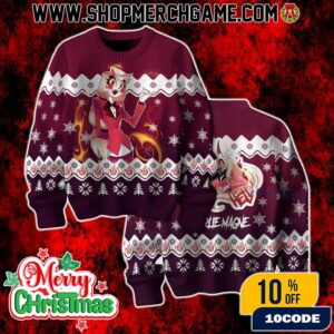Hazbin Hotel Charlie Magne Ugly Christmas Sweater Cartoon Holiday Knit Pullover