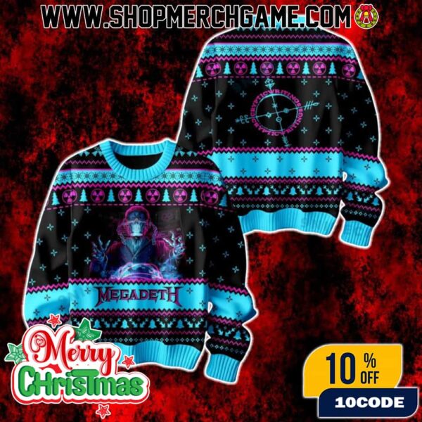 Heavy Metal Megadeth Cryptic Writings Ugly Sweater Christmas Edition Rock Band Knit Jumper
