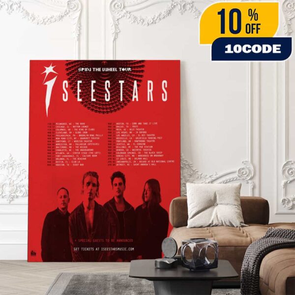 I See Stars Official Poster The Wheel 6th Album Spin The Wheel Tour 2026 Tour Dates Poster Canvas Home Decor