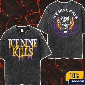 Ice Nine Kills The Laugh Track Joker Face Horror The Grin Will Win Merchandises Washed Two Sides T-Shirt